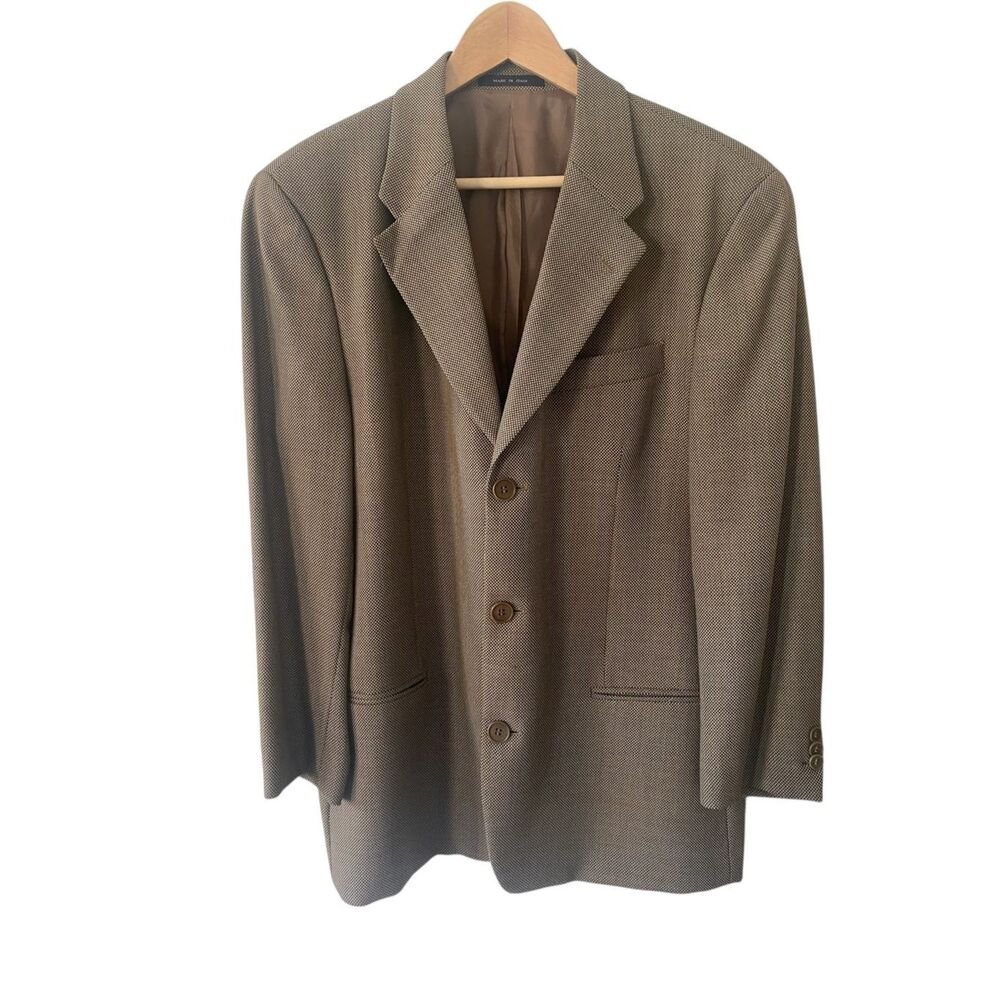 Emporio Armani Men 100% Lana Virgin Wool Taupe Blazer Sz 52 Italian